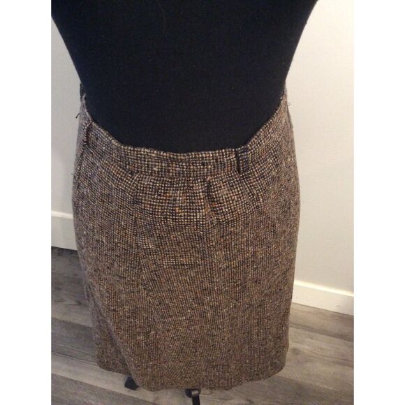 Country Suburban Vintage Pencil Wool Blend Midi Skirt Size 8 Brown Cottage - Picture 4 of 5